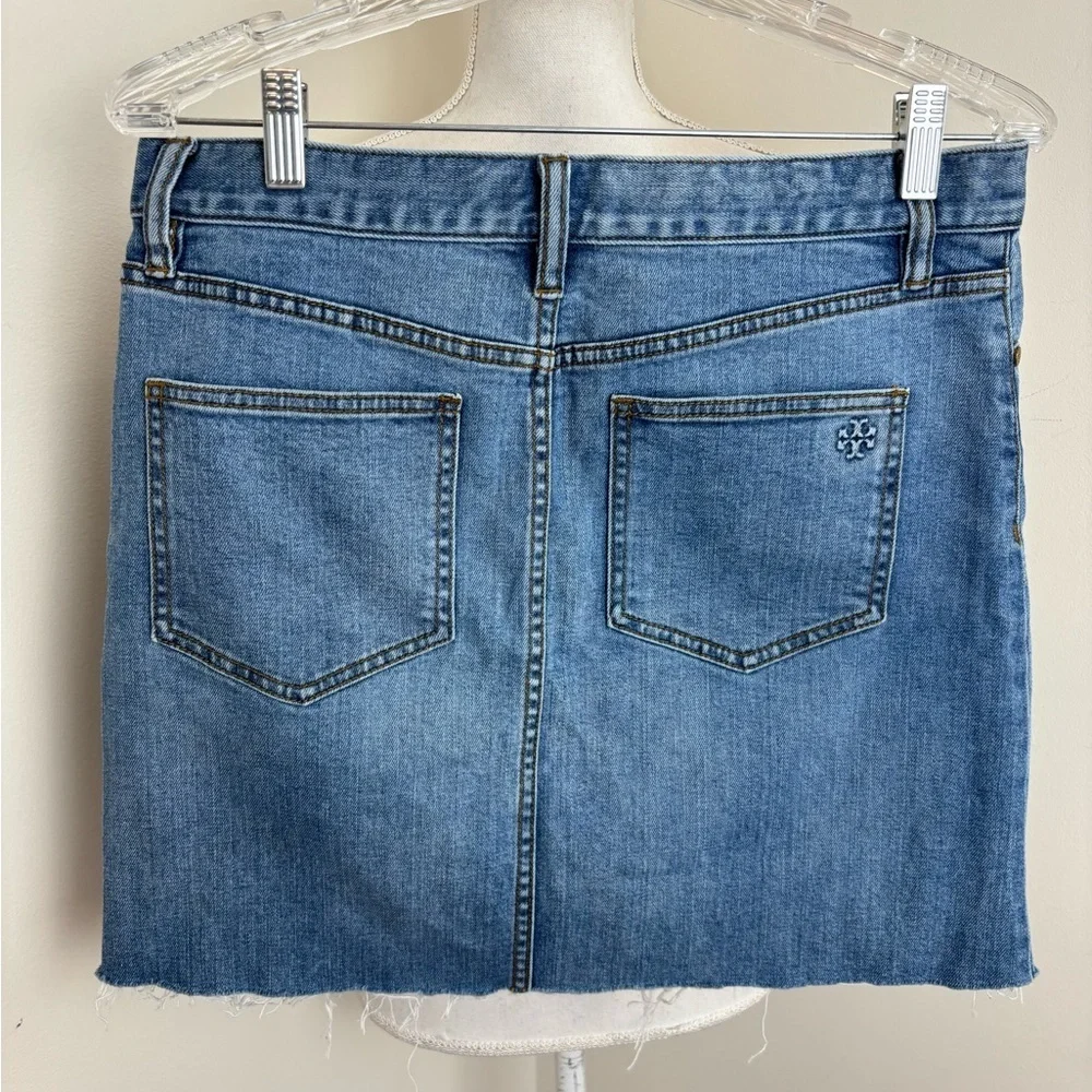 Tory Burch Blue Denim Mini Skirt with Embroidery Size 6